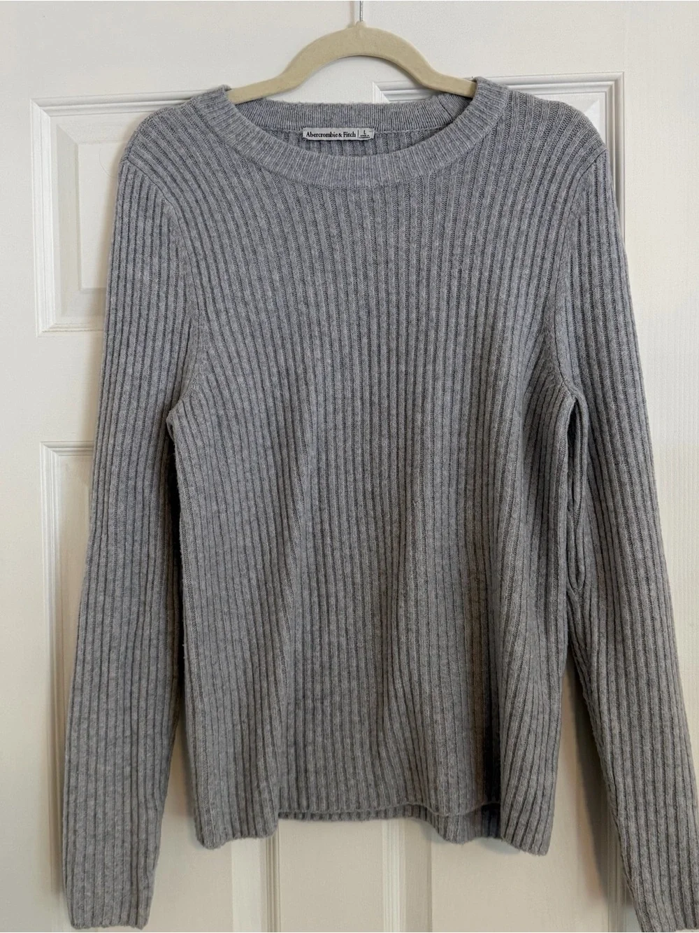 Abercrombie & Fitch Gray Ribbed Crewneck Sweater Soft Knit Large